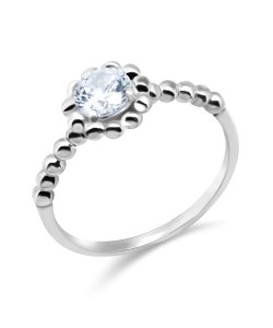 Ball Pattern with CZ Silver Ring NSR-528